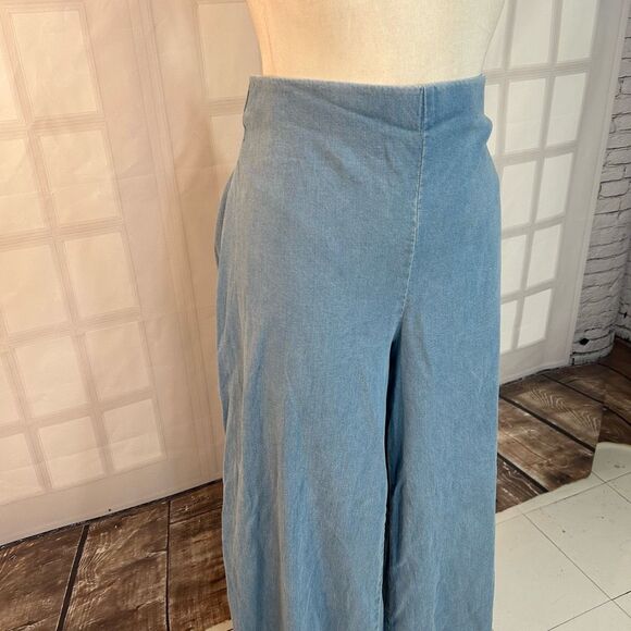 INC International Concepts light Blue Denim chambray wide leg Pants Size 10 - Picture 3 of 10